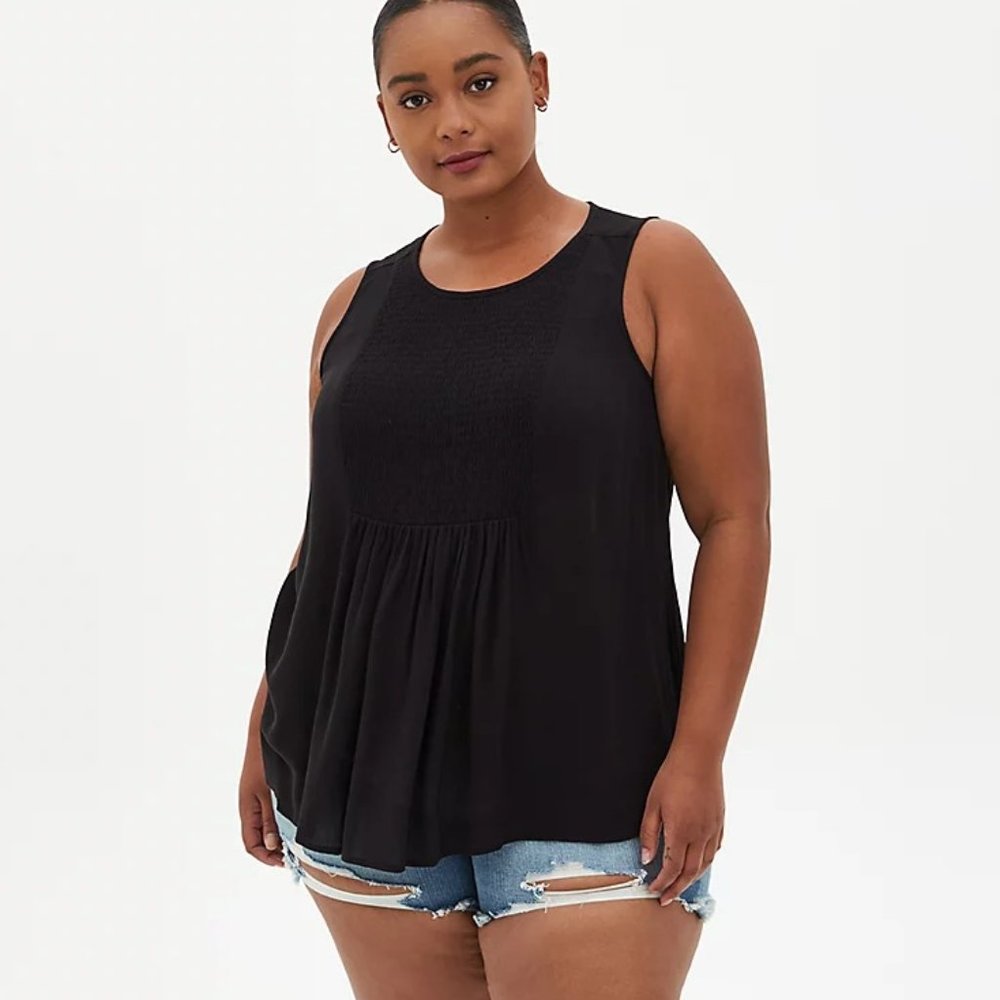 Torrid Black Smocked Tank Size 1 NWT